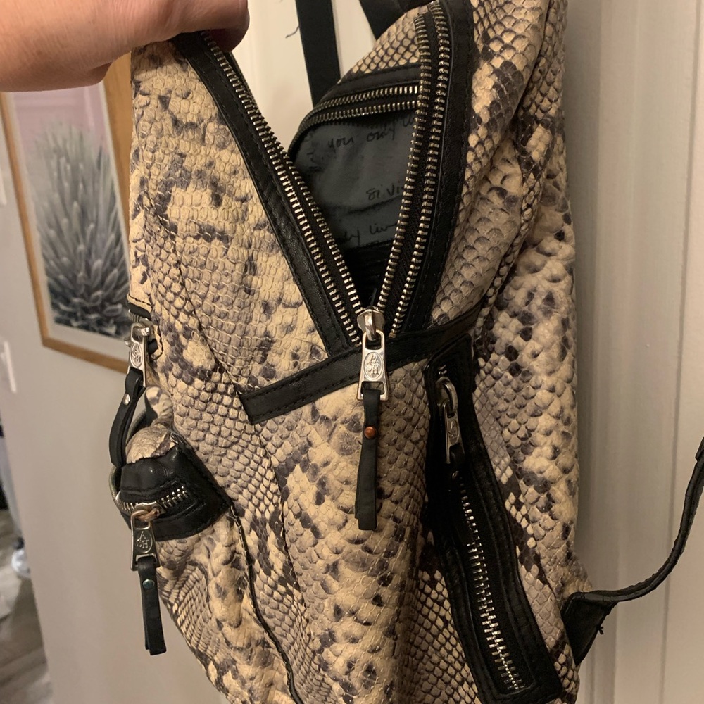 Ash Black and Cream Python Snake Print Backpack - image 7